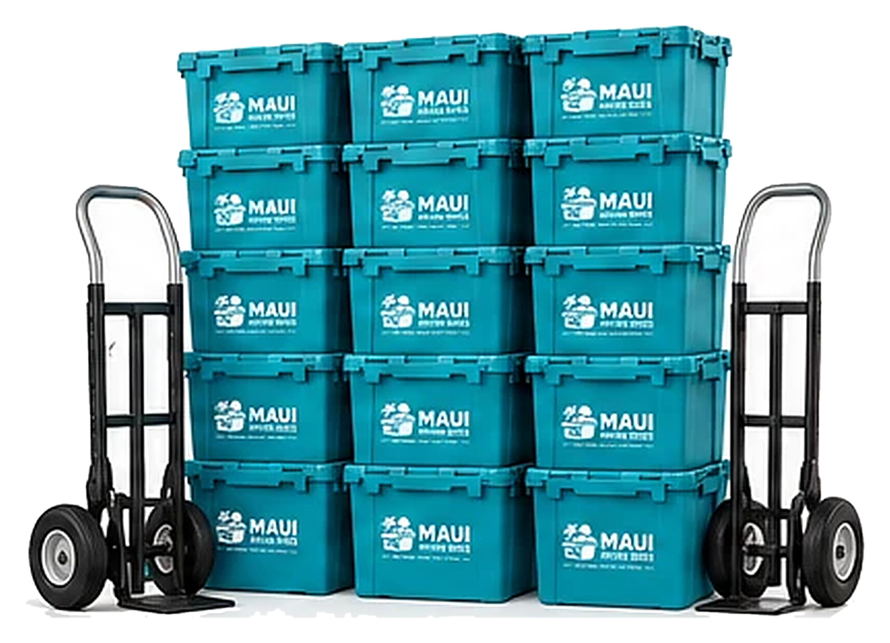 50 reusable moving totes stacked